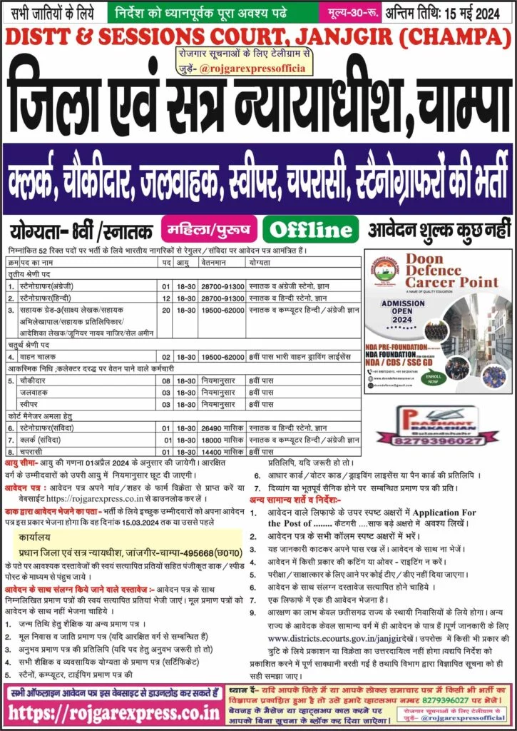 District and Sessions Judge, Janjgir (Champa)